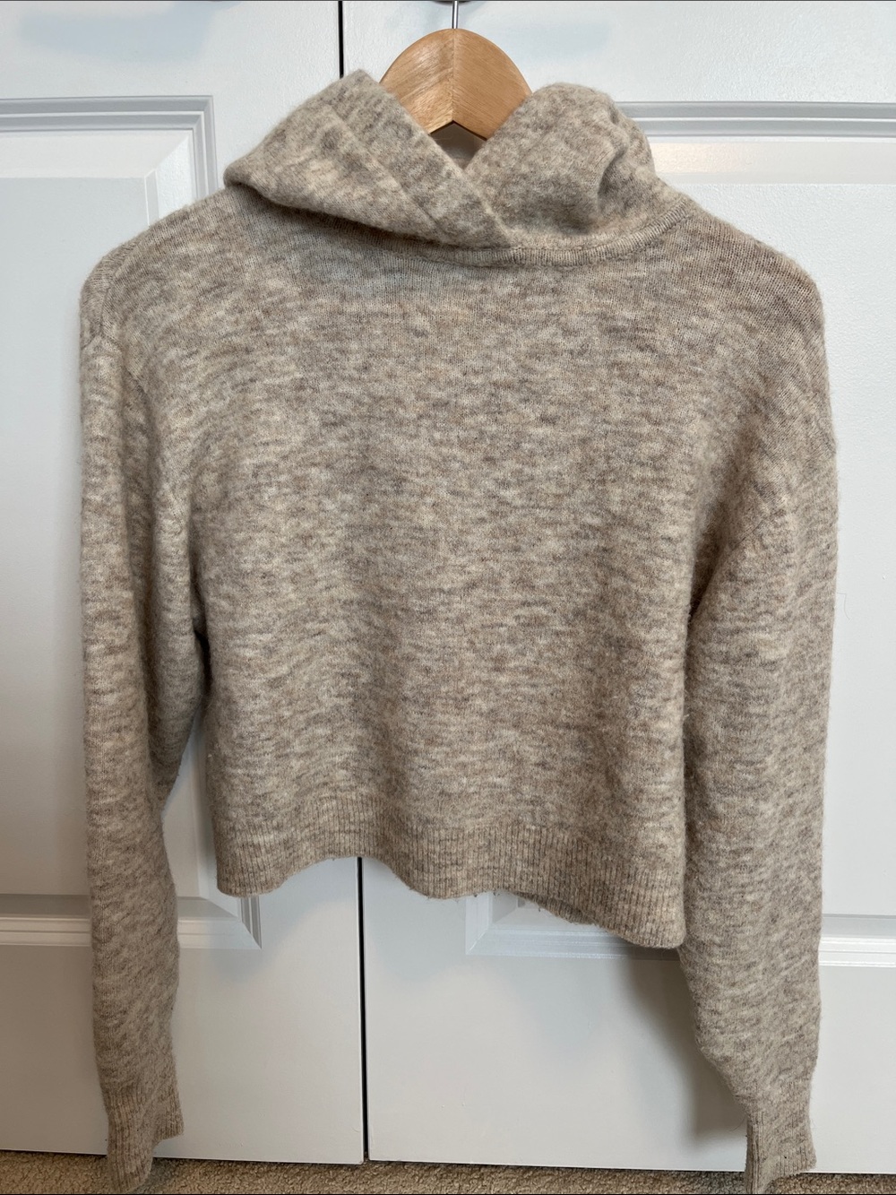 Little Moon Cozy Hooded Crop Sweater in Oatmeal
